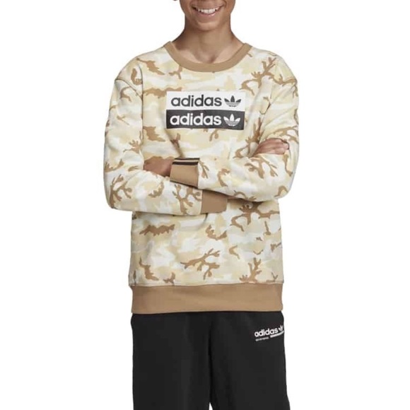 Adidas Originals Youth Crewneck Sweatshirt Beige Camo - Picture 5 of 14